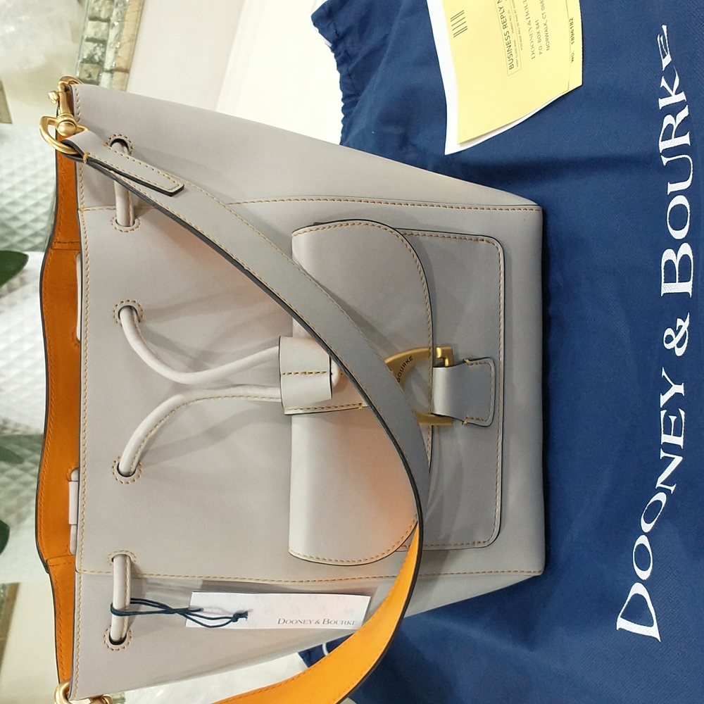 NEW* Dooney & Bourke Emerson Marlowe Drawstring Florentine leather in Ecru color